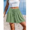 imageCUPSHE Womens Casual Shorts Smocked High Rise Bathing Suit Cover Up Wide Leg Beach Summer ShortsGreen