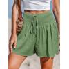 imageCUPSHE Womens Casual Shorts Smocked High Rise Bathing Suit Cover Up Wide Leg Beach Summer ShortsGreen