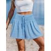 imageCUPSHE Womens Casual Shorts Smocked High Rise Bathing Suit Cover Up Wide Leg Beach Summer ShortsSky Blue