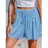 imageCUPSHE Womens Casual Shorts Smocked High Rise Bathing Suit Cover Up Wide Leg Beach Summer ShortsSky Blue