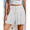 imageCUPSHE Womens Casual Shorts Smocked High Rise Bathing Suit Cover Up Wide Leg Beach Summer ShortsWhite