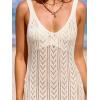 imageCUPSHE Womens Crochet Swimsuit Coverup Sleeveless Mesh Bathing Suit Cover Ups Split Maxi Beach DressBeige