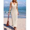 imageCUPSHE Womens Crochet Swimsuit Coverup Sleeveless Mesh Bathing Suit Cover Ups Split Maxi Beach DressBeige