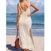 imageCUPSHE Womens Crochet Swimsuit Coverup Sleeveless Mesh Bathing Suit Cover Ups Split Maxi Beach DressBeige