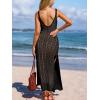 imageCUPSHE Womens Crochet Swimsuit Coverup Sleeveless Mesh Bathing Suit Cover Ups Split Maxi Beach DressBlack