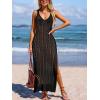 imageCUPSHE Womens Crochet Swimsuit Coverup Sleeveless Mesh Bathing Suit Cover Ups Split Maxi Beach DressBlack