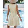 imageCUPSHE Womens Hollow Out Mini Dress Cover Up Ribbed Knit Scoop Neck Sleeveless Beach Spring Summer DressesBeige