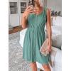 imageCUPSHE Womens Hollow Out Mini Dress Cover Up Ribbed Knit Scoop Neck Sleeveless Beach Spring Summer DressesGreen