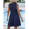 imageCUPSHE Womens Hollow Out Mini Dress Cover Up Ribbed Knit Scoop Neck Sleeveless Beach Spring Summer DressesNavy Blue