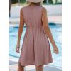 imageCUPSHE Womens Hollow Out Mini Dress Cover Up Ribbed Knit Scoop Neck Sleeveless Beach Spring Summer DressesPink