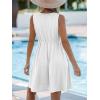 imageCUPSHE Womens Hollow Out Mini Dress Cover Up Ribbed Knit Scoop Neck Sleeveless Beach Spring Summer DressesWhite