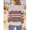 imageCUPSHE Womens Long Sleeve Sweater Striped 2024 Fall Casual Fit Crochet Knit Sweater Top