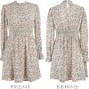 imageCUPSHE Womens Mock Neck Floral Mini Fall Dress Long Ruffle Sleeve Elastic Waist Smocked Casual Flowying Autumn DressesDisty