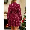 imageCUPSHE Womens Mock Neck Floral Mini Fall Dress Long Ruffle Sleeve Elastic Waist Smocked Casual Flowying Autumn DressesRed Dots