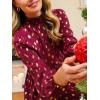 imageCUPSHE Womens Mock Neck Floral Mini Fall Dress Long Ruffle Sleeve Elastic Waist Smocked Casual Flowying Autumn DressesRed Dots