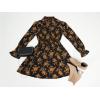 imageCUPSHE Womens Mock Neck Floral Mini Fall Dress Long Ruffle Sleeve Elastic Waist Smocked Casual Flowying Autumn DressesYellow