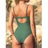 imageCUPSHE Womens One Piece Swimsuit Bathing Suit Square Neck Back Cut Out Drawstring Self Tie Back HookBasil Green