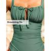 imageCUPSHE Womens One Piece Swimsuit Bathing Suit Square Neck Back Cut Out Drawstring Self Tie Back HookBasil Green