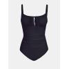 imageCUPSHE Womens One Piece Swimsuit Bathing Suit Square Neck Back Cut Out Drawstring Self Tie Back HookBlack