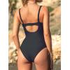 imageCUPSHE Womens One Piece Swimsuit Bathing Suit Square Neck Back Cut Out Drawstring Self Tie Back HookBlack