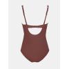 imageCUPSHE Womens One Piece Swimsuit Bathing Suit Square Neck Back Cut Out Drawstring Self Tie Back HookCoffee Brown