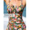 imageCUPSHE Womens One Piece Swimsuit Bathing Suit Square Neck Back Cut Out Drawstring Self Tie Back HookGreenRed Floral