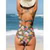 imageCUPSHE Womens One Piece Swimsuit Bathing Suit Square Neck Back Cut Out Drawstring Self Tie Back HookGreenRed Floral