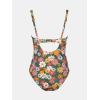 imageCUPSHE Womens One Piece Swimsuit Bathing Suit Square Neck Back Cut Out Drawstring Self Tie Back HookGreenRed Floral