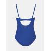 imageCUPSHE Womens One Piece Swimsuit Bathing Suit Square Neck Back Cut Out Drawstring Self Tie Back HookNavy Blue