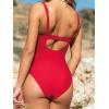 imageCUPSHE Womens One Piece Swimsuit Bathing Suit Square Neck Back Cut Out Drawstring Self Tie Back HookTrue Red
