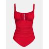 imageCUPSHE Womens One Piece Swimsuit Bathing Suit Square Neck Back Cut Out Drawstring Self Tie Back HookTrue Red