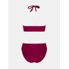 imageCUPSHE Womens One Piece Swimsuit Halter V Neck Side Cutout Monokini Bathing Suit Trapezoidal Lace TrimClaret
