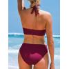 imageCUPSHE Womens One Piece Swimsuit Halter V Neck Side Cutout Monokini Bathing Suit Trapezoidal Lace TrimClaret