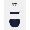 imageCUPSHE Womens One Piece Swimsuit Halter V Neck Side Cutout Monokini Bathing Suit Trapezoidal Lace TrimNavy