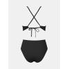 imageCUPSHE Womens One Piece Swimsuit Plunging Neck Cutouts Bathing Suit Textured Ruched Crisscross Back Self Tie SwimwearBlack