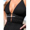 imageCUPSHE Womens One Piece Swimsuit Plunging Neck Cutouts Bathing Suit Textured Ruched Crisscross Back Self Tie SwimwearBlack