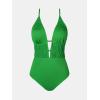 imageCUPSHE Womens One Piece Swimsuit Plunging Neck Cutouts Bathing Suit Textured Ruched Crisscross Back Self Tie SwimwearKelly Green