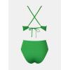 imageCUPSHE Womens One Piece Swimsuit Plunging Neck Cutouts Bathing Suit Textured Ruched Crisscross Back Self Tie SwimwearKelly Green