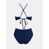 imageCUPSHE Womens One Piece Swimsuit Plunging Neck Cutouts Bathing Suit Textured Ruched Crisscross Back Self Tie SwimwearNavy Blue