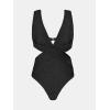 imageCUPSHE Womens One Piece Swimsuit Plunging Neck Sexy Bathing Suit Cutout Back Hook Wide Strap ShinningBlack