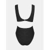 imageCUPSHE Womens One Piece Swimsuit Plunging Neck Sexy Bathing Suit Cutout Back Hook Wide Strap ShinningBlack