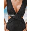 imageCUPSHE Womens One Piece Swimsuit Plunging Neck Sexy Bathing Suit Cutout Back Hook Wide Strap ShinningBlack