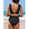 imageCUPSHE Womens One Piece Swimsuit Plunging Neck Sexy Bathing Suit Cutout Back Hook Wide Strap ShinningBlack