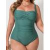 imageCUPSHE Womens Plus Size One Piece Swimsuit Sweetheart Neck Wrapped Bathing Suit Ruched Adjustable Straps SwimwearTeal
