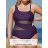 imageCUPSHE Womens Plus Size Swimsuit One Piece Bathing Suit Mesh Removable Straps SwimwearBlackberry Wine