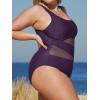 imageCUPSHE Womens Plus Size Swimsuit One Piece Bathing Suit Mesh Removable Straps SwimwearBlackberry Wine