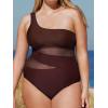imageCUPSHE Womens Plus Size Swimsuit One Piece Bathing Suit Mesh Removable Straps SwimwearBrown