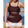 imageCUPSHE Womens Plus Size Swimsuit One Piece Bathing Suit Mesh Removable Straps SwimwearBrown