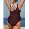 imageCUPSHE Womens Plus Size Swimsuit One Piece Bathing Suit Mesh Removable Straps SwimwearBrown