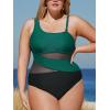 imageCUPSHE Womens Plus Size Swimsuit One Piece Bathing Suit Mesh Removable Straps SwimwearGreenBlack